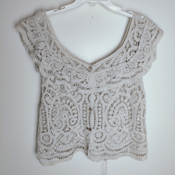 NWT Universal Thread Crochet Knit French Sleeve Ruffle Collar Cardigan, L - Picture 3 of 12